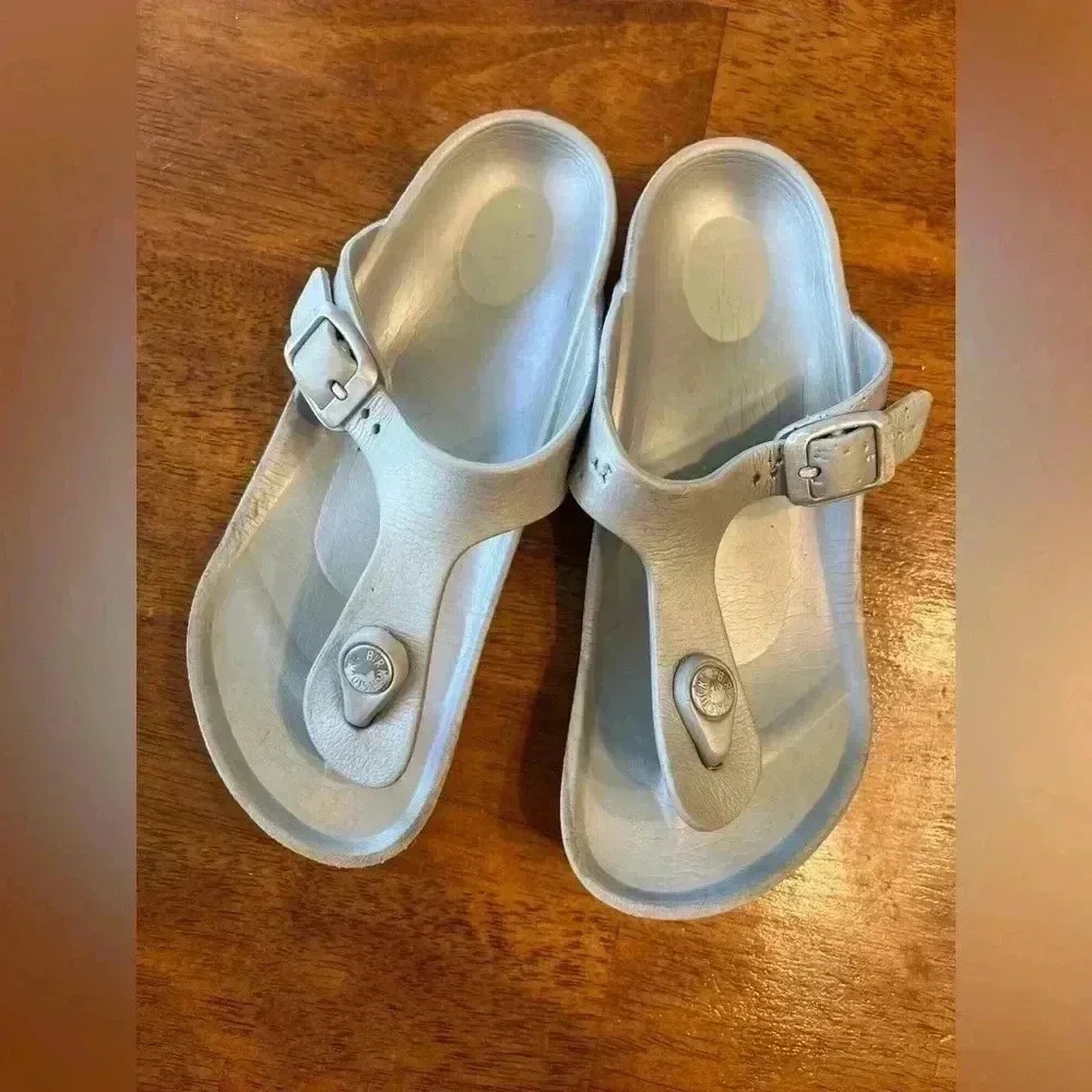 Silver Birkenstock Sandals. Size 32/1